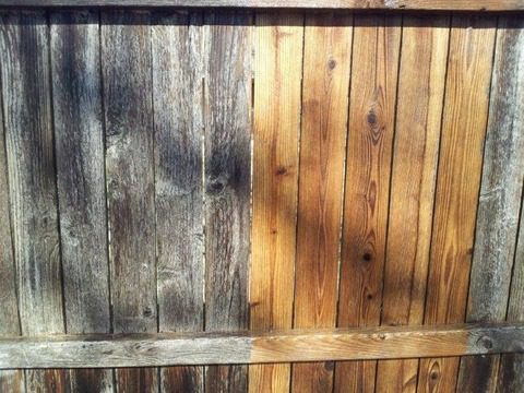 Deck Cleaning Before and After On Fence Panel