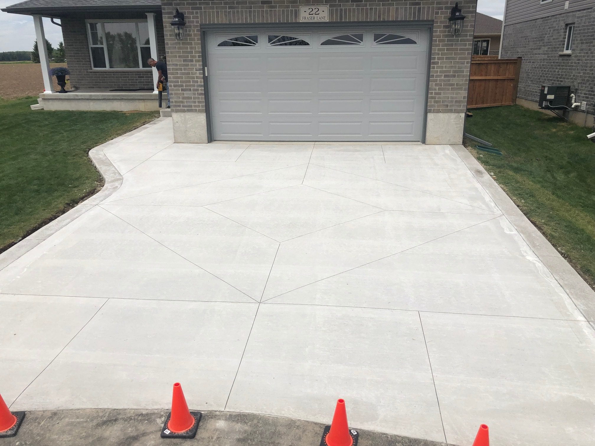 Broom Finish Front Driveway With Diamond Cuts